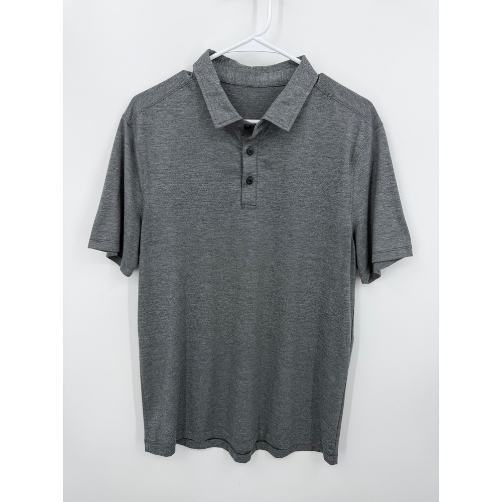Lululemon Evolution Polo Shirt Men Size M Grey Heathered Short Sleeve